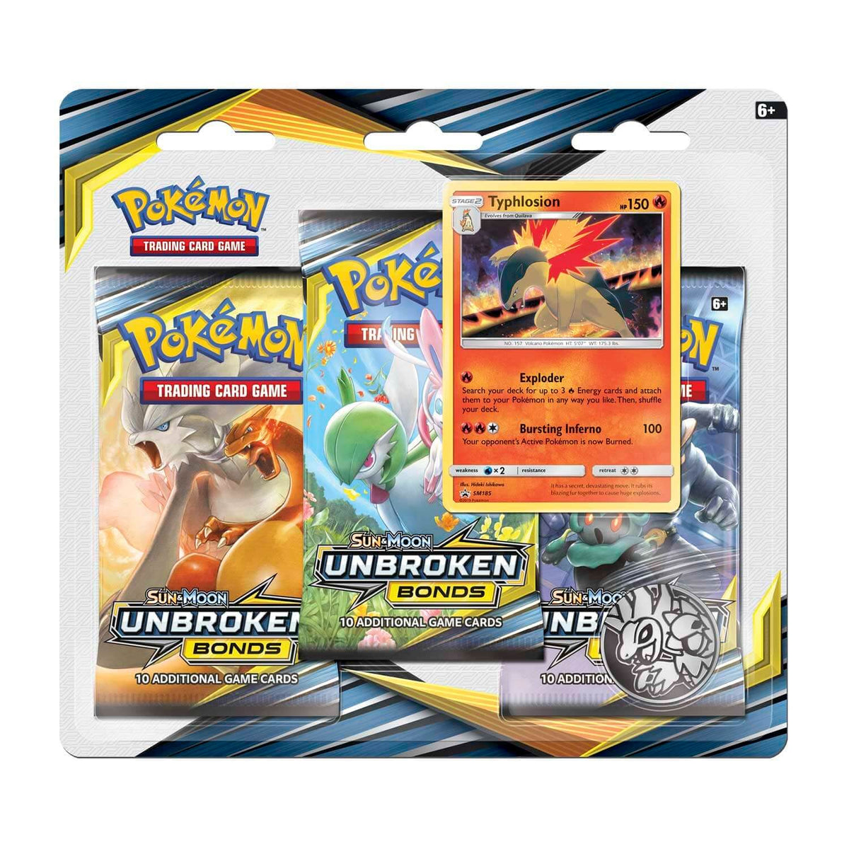 Minor flaws - See description Sun & Moon: Unbroken Bonds - 3-Pack Blister (Typhlosion)