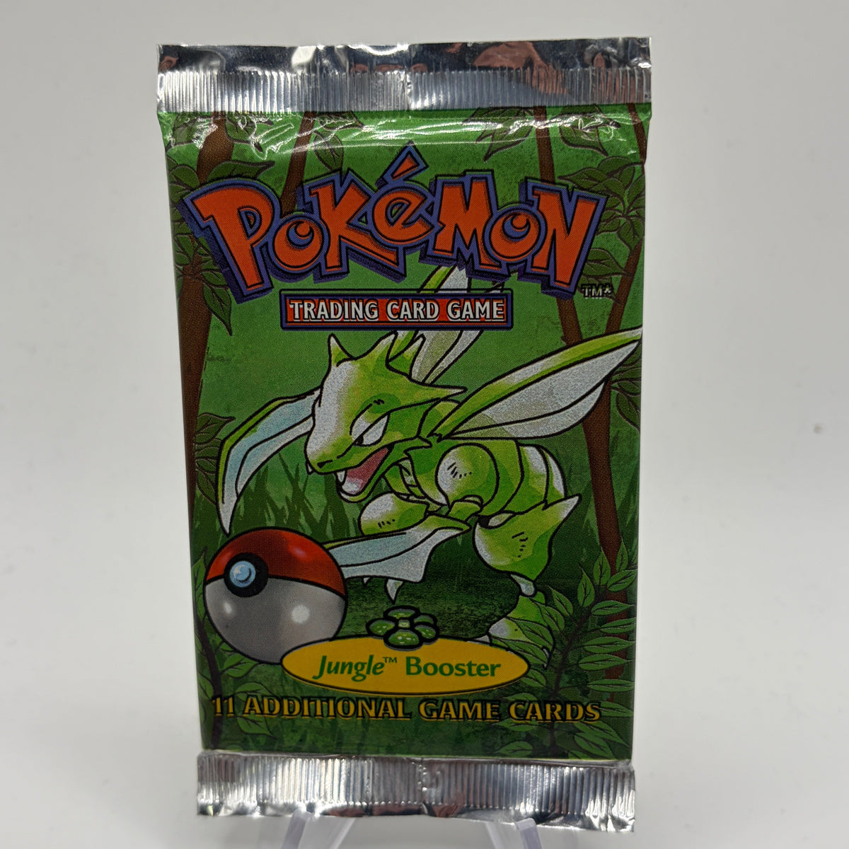 Pokemon Jungle Booster Pack - Red Font Australia Print - Scyther Pack Art