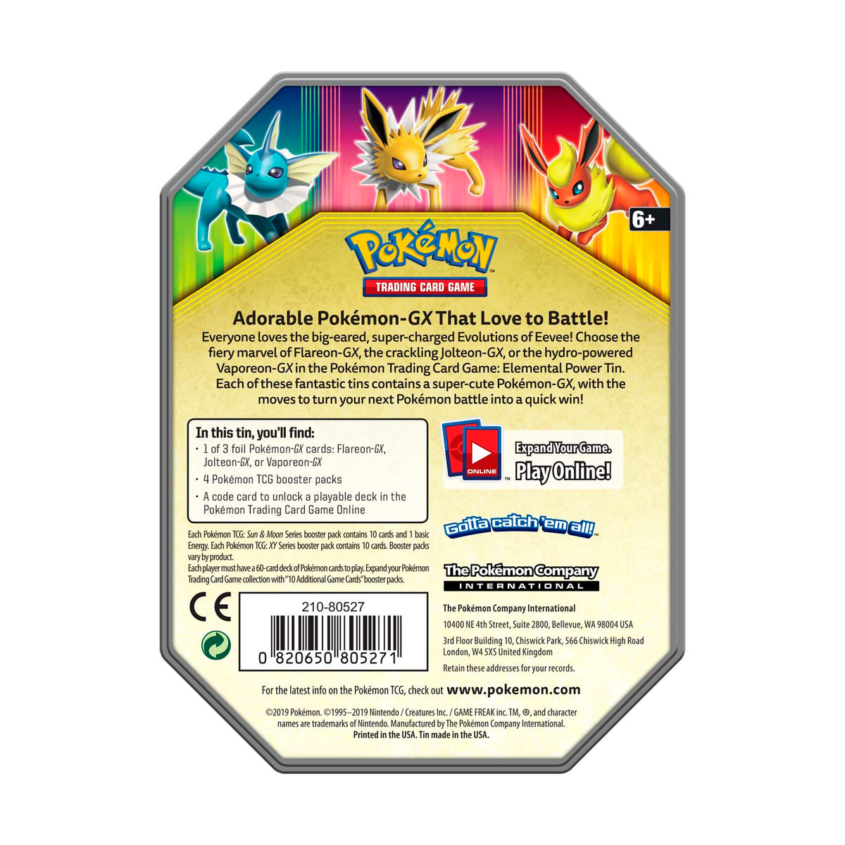 Elemental Power Collector's Tin (Vaporeon GX)(Read Description)