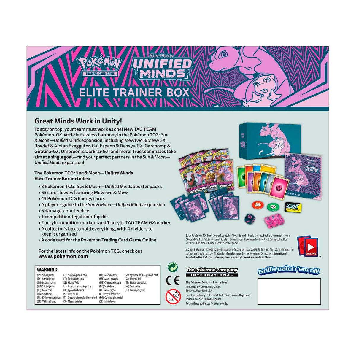 (Tear in Wrap) Pok¨¦mon & Moon: Unified Minds - Elite Trainer Box - Comes with Acrylic Case - Read Description